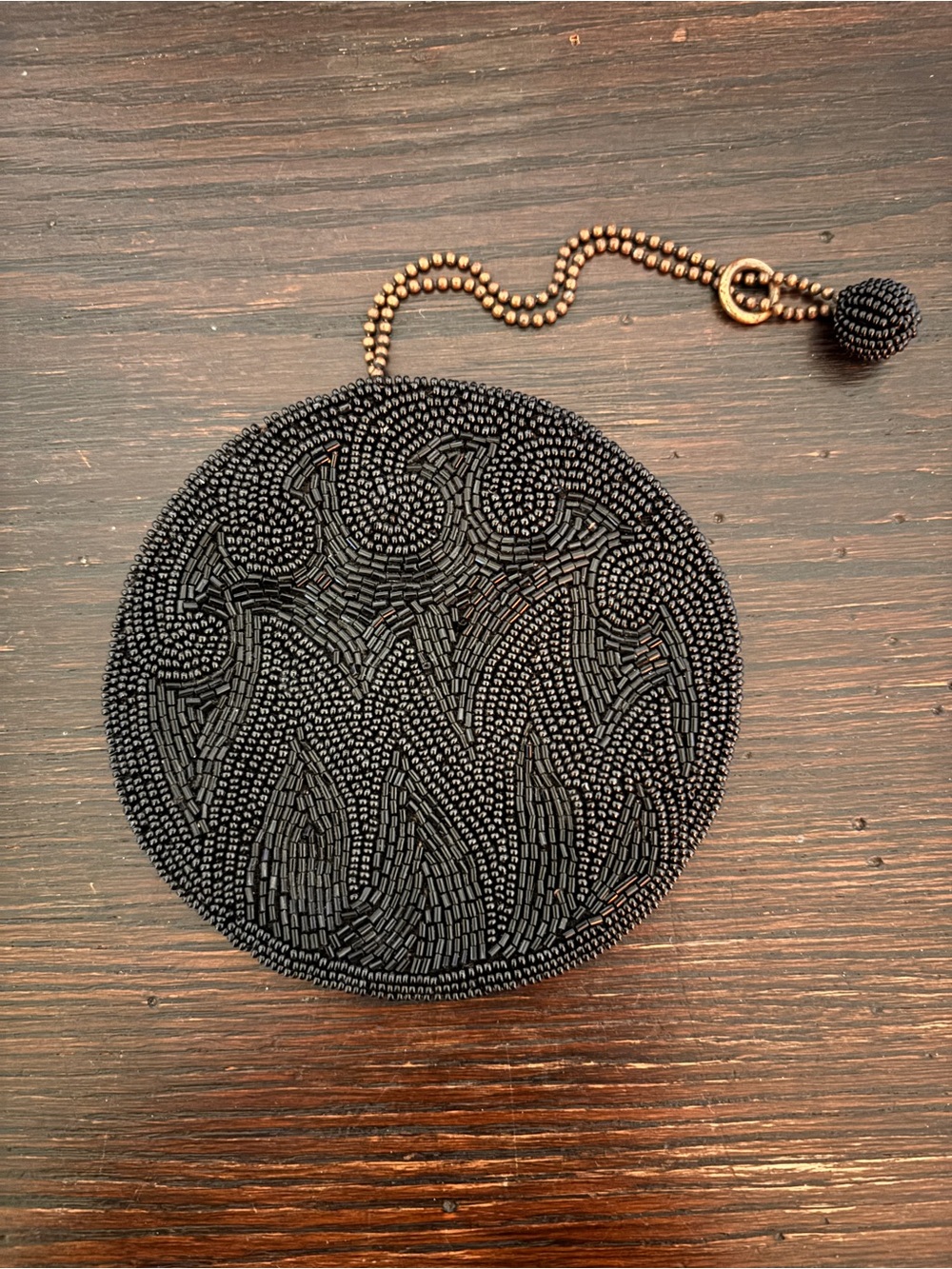 LSM Germany Antique Tiny Black Beaded Round Evening Clutch - Women Accessories